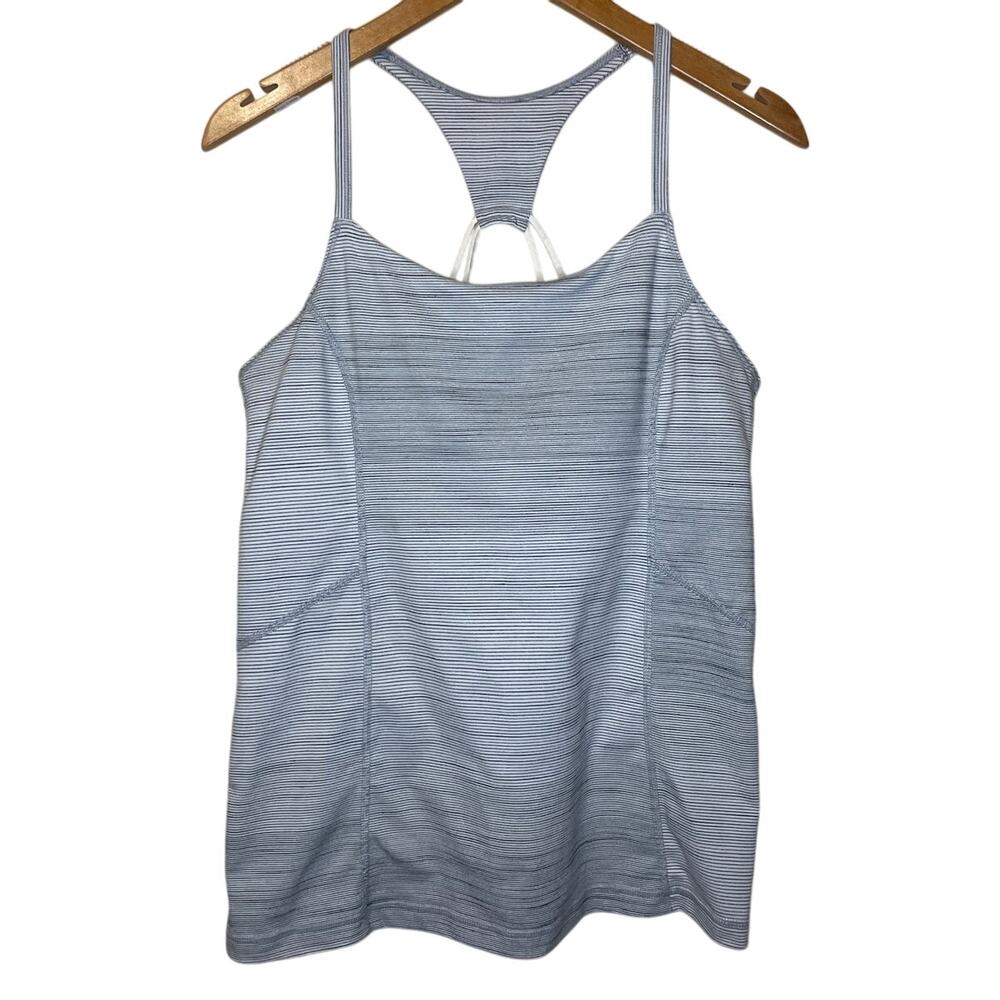 Zella Athletic Activewear Strappy Racerback Light Heather Gray Shelf Bra Tank Lg